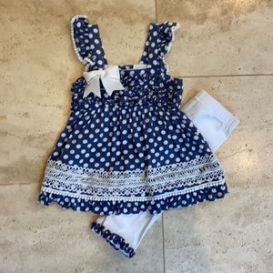 Rare Editions blue and white ruffle tunic/dress 3T